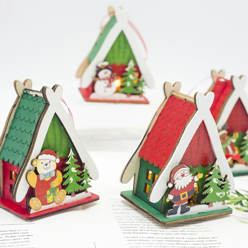 1 шт. Рождественский маленький деревянный дом в виде праздничной рождественской