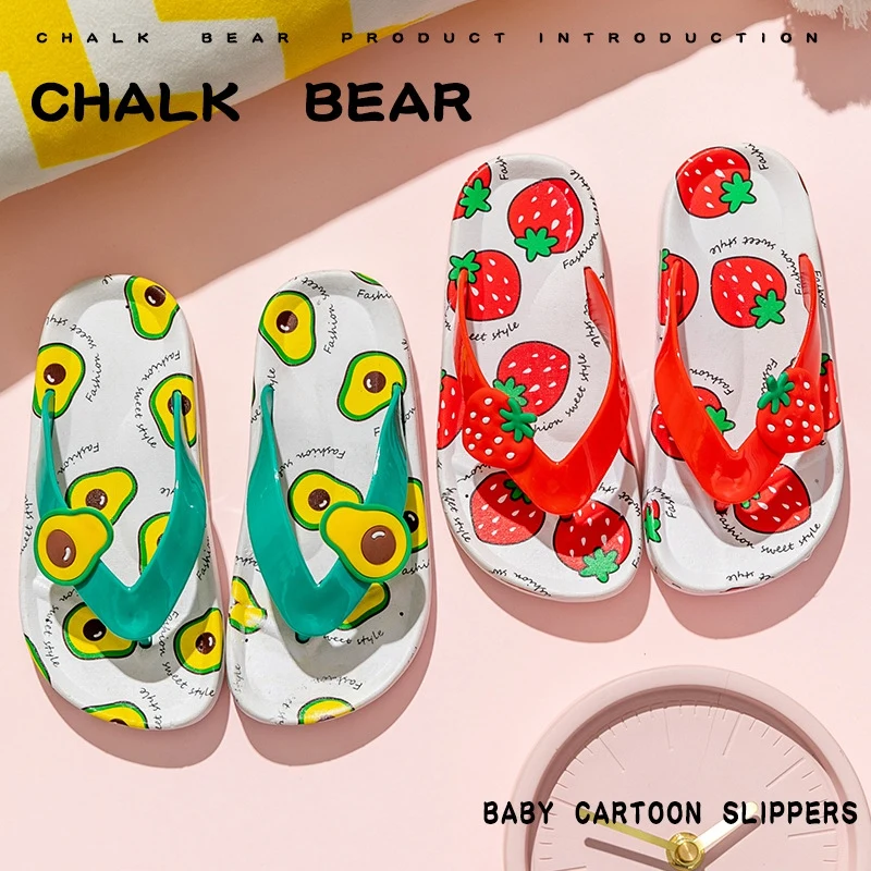 

Cartoon Fruit Pattern Flip Flops Kids Summer New Children Slippers Baby Girls Beach Shoes Travel Children's Light Portable Sanda
