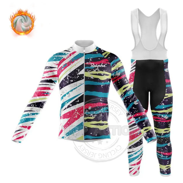 

2022 Ralvpha Winter Long Sleeve Cycling Jersey Set MTB Bike Clothing Uniform Men's Thermal Fleece Bicycle Maillot Ropa Ciclismo