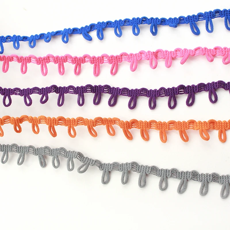 

Multicolour Elastic Lace Ribbon Trim Braided Button Loop Ribbons for Fur Collar Over Coat Garment Sewing DIY Accessories 5yards