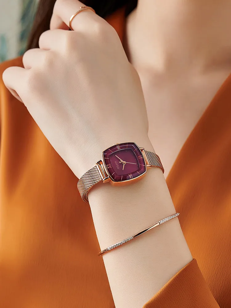 

Julius Women Watches JA-1270 Stainless steel watch band Bracelet Ladies Wrist Clock Quartz Chain Elegant Square Julius Box