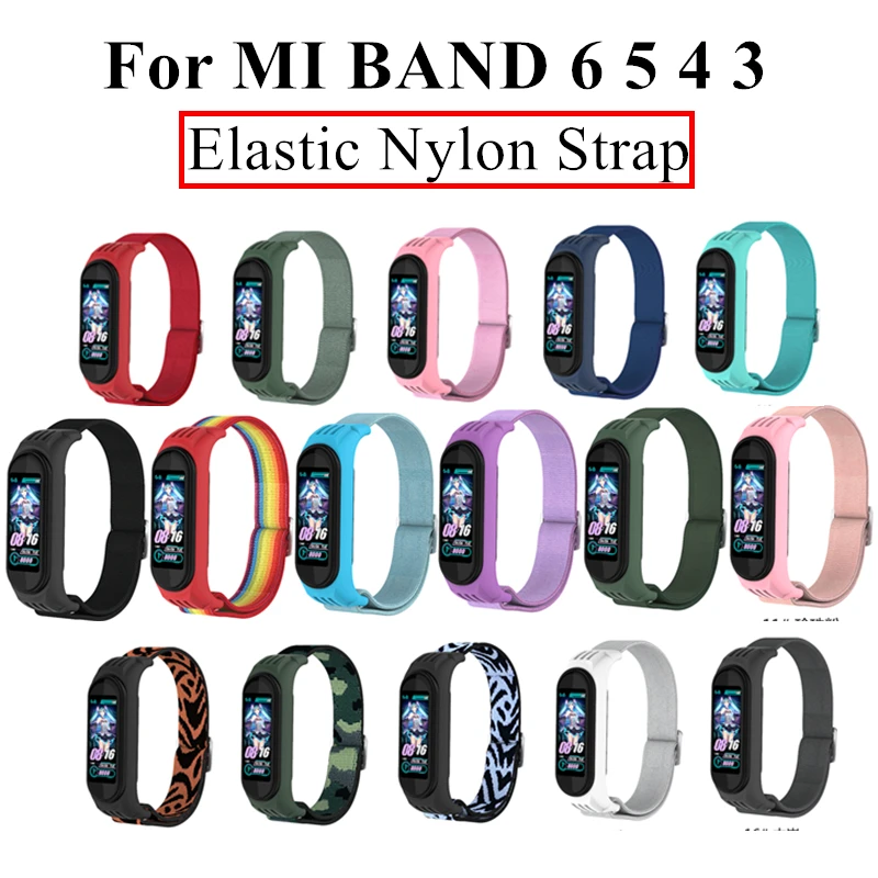 

For Xiaomi MI Band 6 5 4 3 Nylon strap Elastic Replacement Bracelet Sport Wristband mi Band 4 3 Smart Watch Accessories Loop