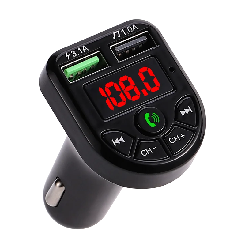 

FM Transmitter Bluetooth-Compatible 5.0 Car Kit LED Display Dual USB Car Charger 3.1A 1A USB MP3 Music Player support TF/U Disk