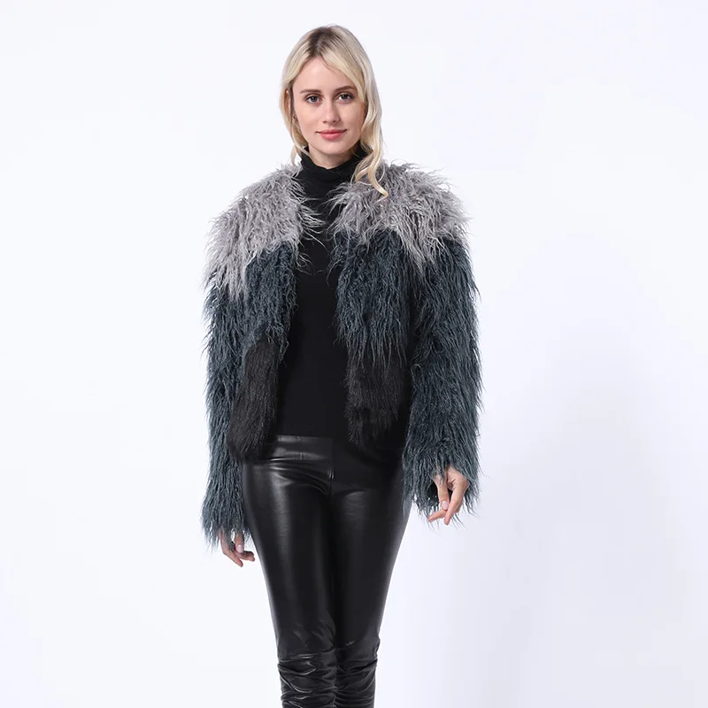 Fashion Furry Faux Fur Coat Women Fluffy Warm Long Sleeve Female Outerwear Autumn Winter Coat Jacket Hairy Collarless Overcoat fengguilai warm knitting shaggy white cardigan women sweater soft black female jacket coat autumn winter hairy faux fur coat
