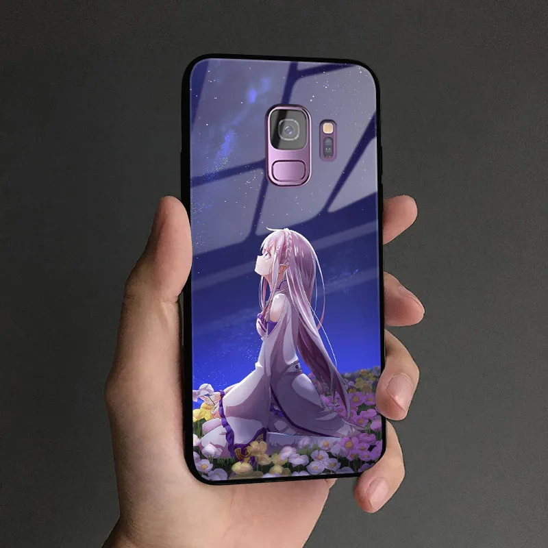 AE 2127 Re Zero Аниме Ram Rem Emilia чехол для телефона для samsung Galaxy S8 S9 S10e S10 Note 8 9 10 Plus закаленное стекло Мягкий силиконовый чехол - Цвет: AE 2127