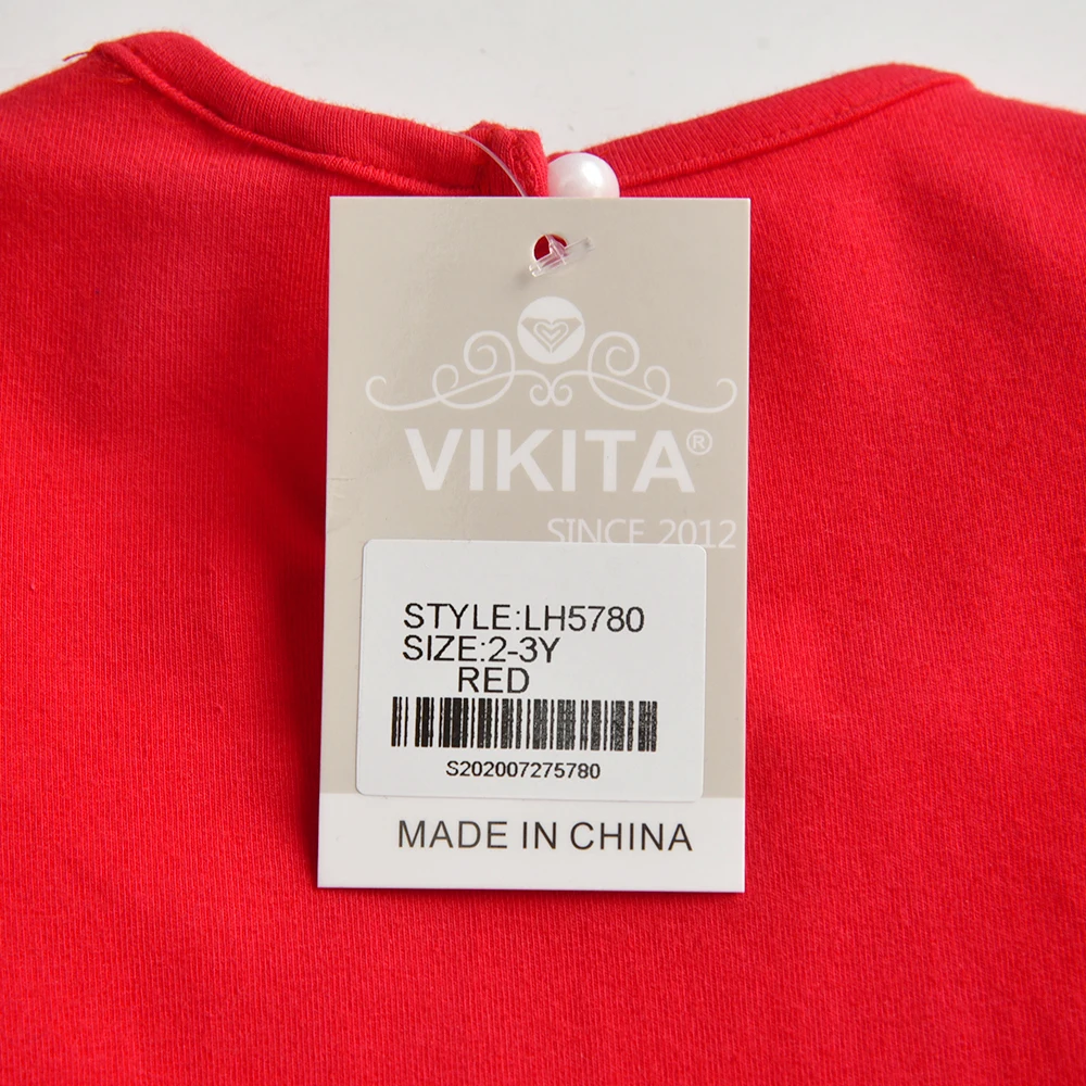 VIKITA chicas Navidad vestido de A&ntilde;o Nuevo ni&ntilde;os coraz&oacute;n de lentejuelas vestidos de algod&oacute;n de los ni&ntilde;os vestidos con bolsillos elegante vestidos 3-12Y-4