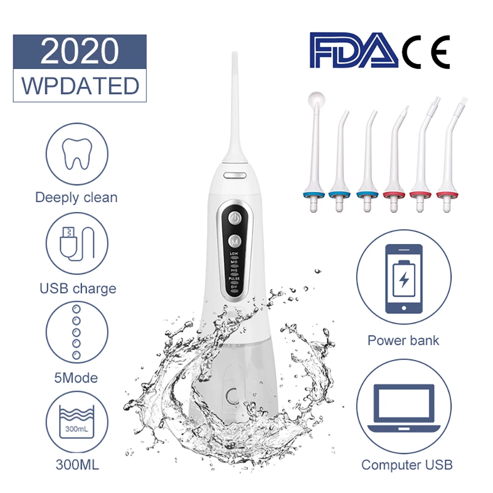 

Ирригатор полости рта портативный с USB-зарядкой и емкостью 1400 мл, 300 мАч