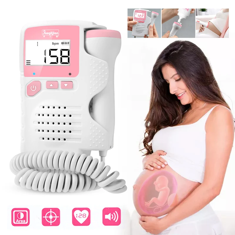 

Handheld Fetal Doppler Prenatal Baby Heart Rate Detector Sonar Doppler Heartbeat Monitor For Pregnant Women Homeuse US Stock