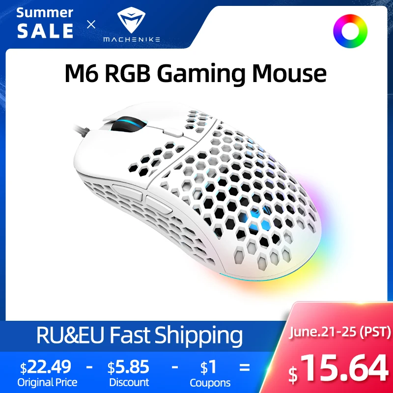 Machenike M6 игровой Мышь RGB PMW3389 компьютер 16000 Точек на дюйм программируемый для ПК