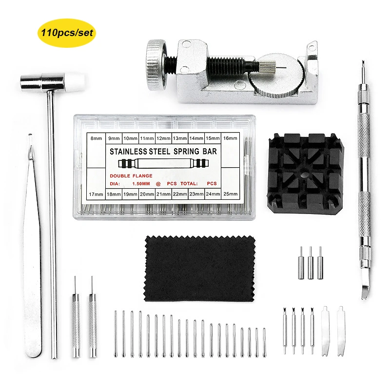 

110pcs/Set Watch Link Strap Link Pins Remover Kit Spring Bar Tool Set for Watch Repair and Watch Band Replacement Toolkit
