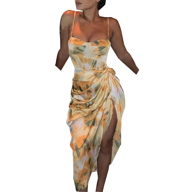 

2021 summer new bellflower design sense strap temperament dress women