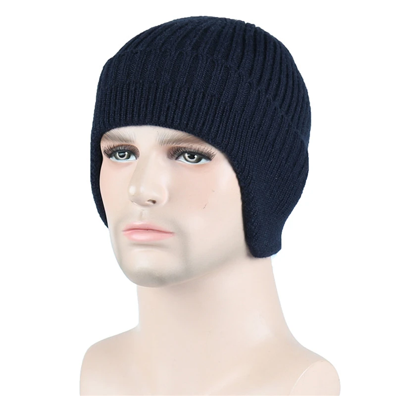 

2022 New Winter Earmuff Cap Men's Outdoor Knitted Hat Women's Korean Warm Beanies Skull Hat Windproof Earflaps Bonnet Hats