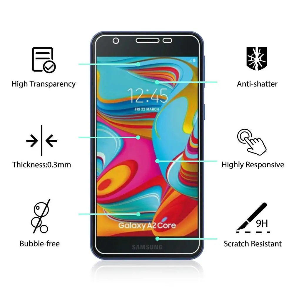 Закаленное стекло 2 шт. для Samsung A2 J2 J4 Core защитное протектор экрана Galaxy A J 4 A2core