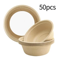50pcs paper bowls multipurpose disposable food bowls eco friendly round compostable bowls for home kitchen dining table outdoor