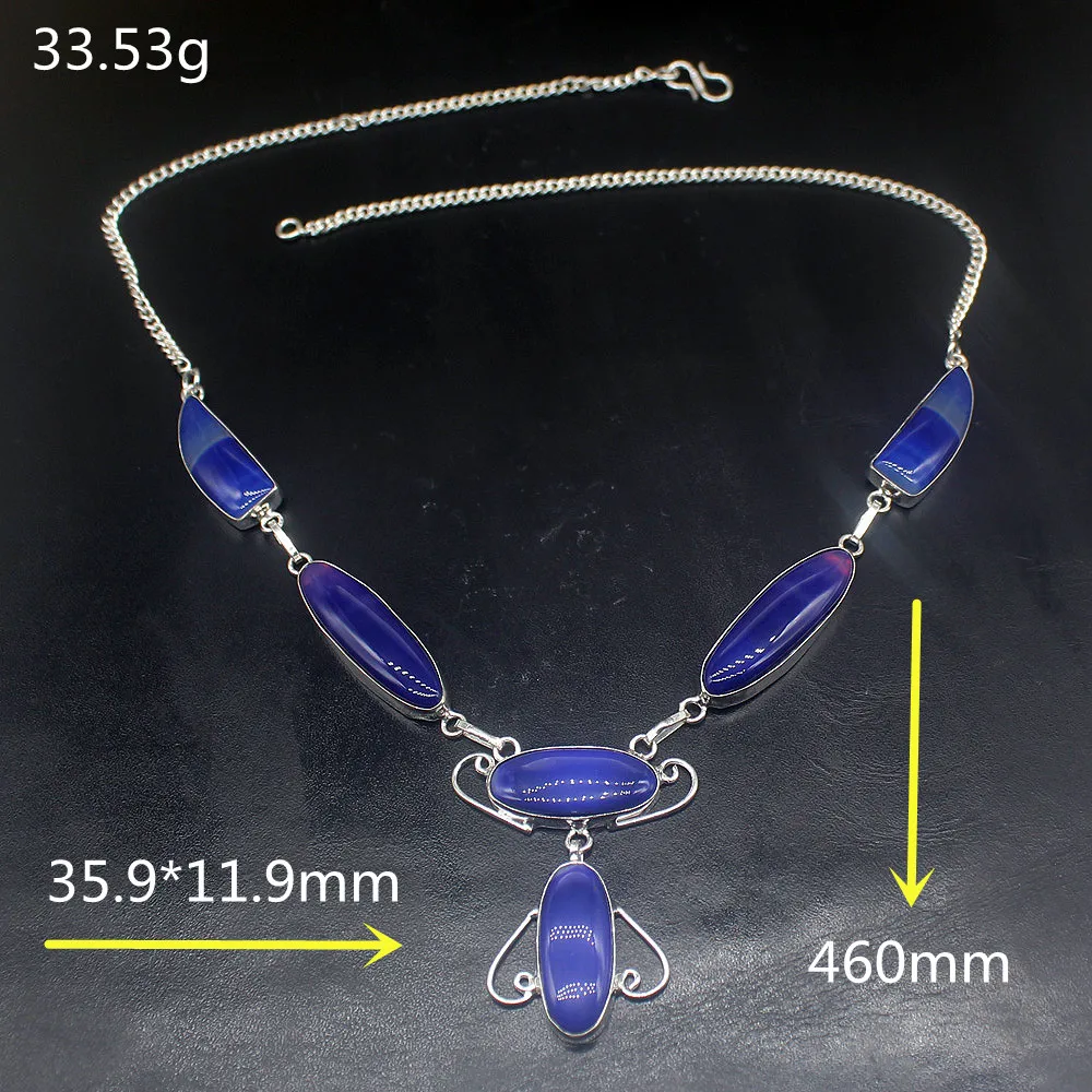 

Gemstonefactory Jewelry Big Promotion 925 Silver Gorgeous Charms Botswana Agate Ladies Women Chain Necklace 46cm 20213363