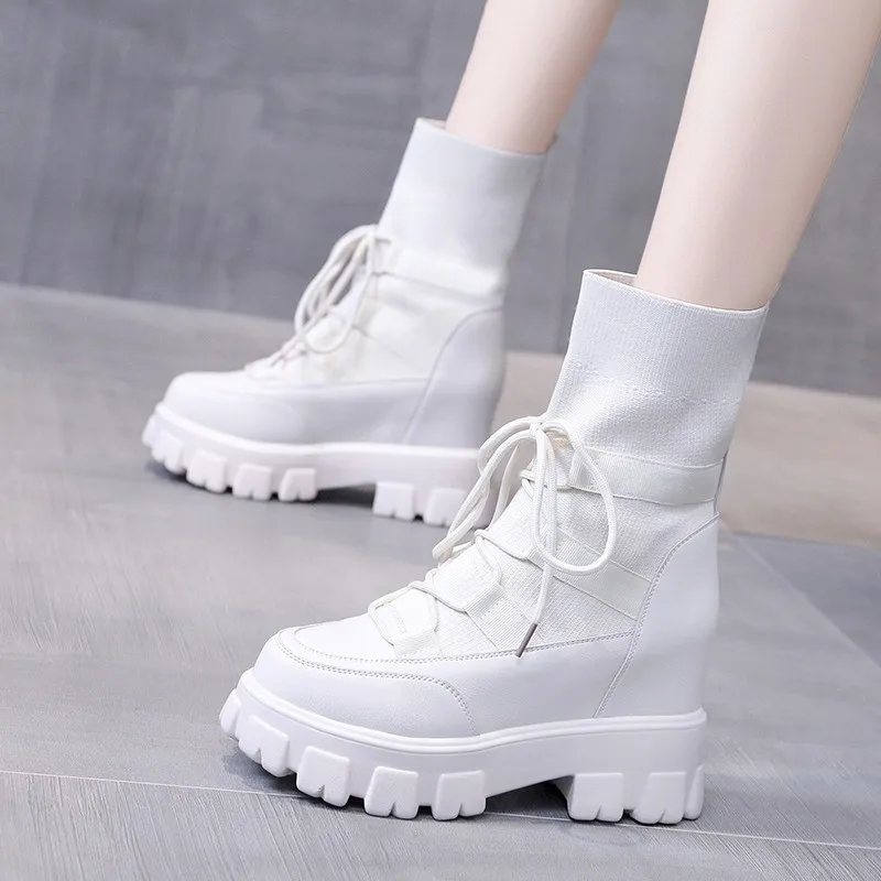 2021 New Autumn And Winter Socks Boots Shoes Women Thick-soled Casual Short Boots Women Ankle Boots Zapatos De Mujer