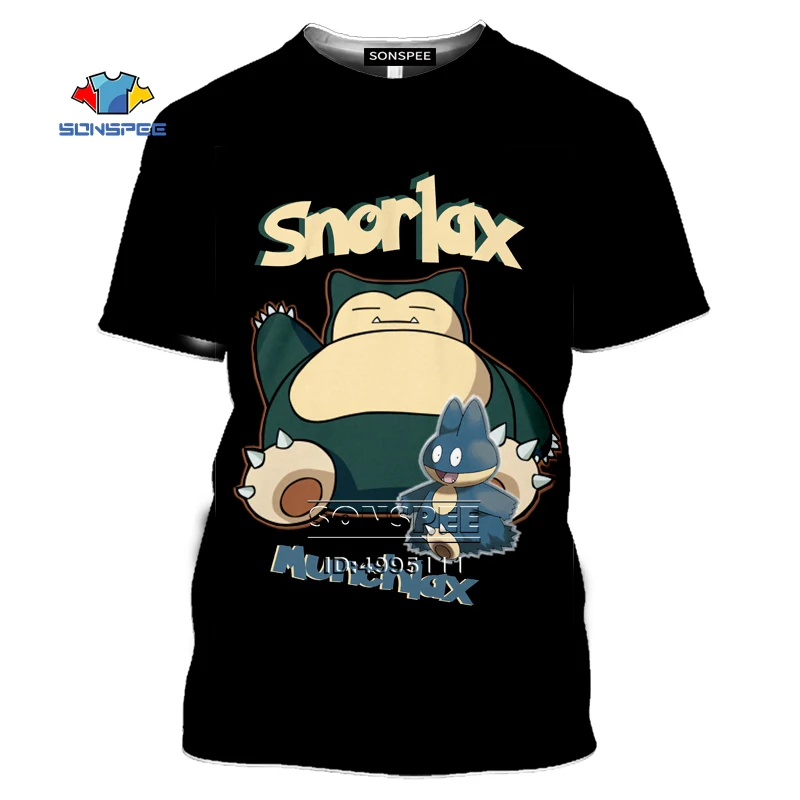 SONSPEE с героями мультфильмов Покемон Snorlax футболка 3D принт мужские и женские