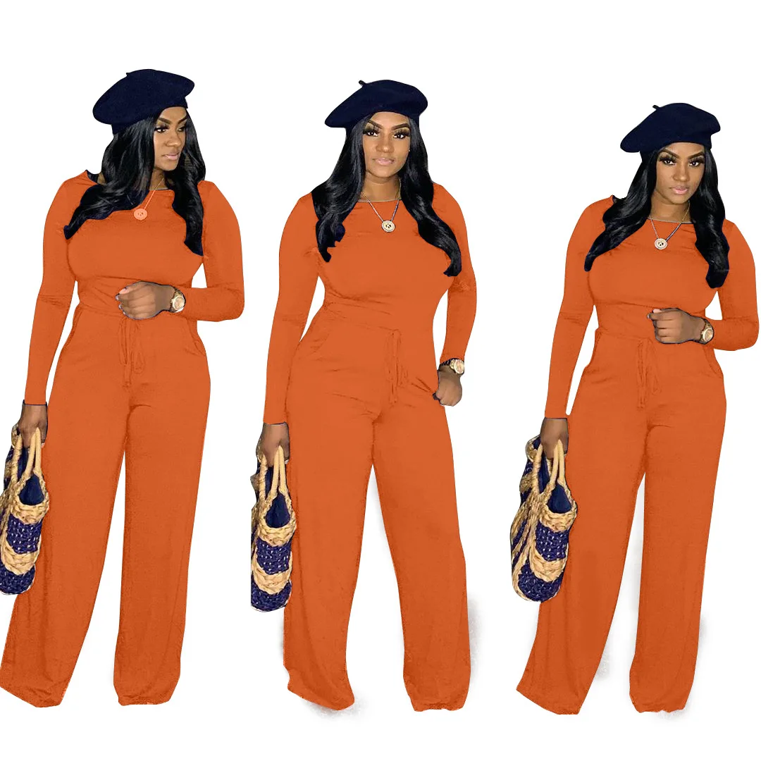 

Autumn And Winter Women's Solid Color Jumpsuit Women Long Sleeve Jumpsuit Romper