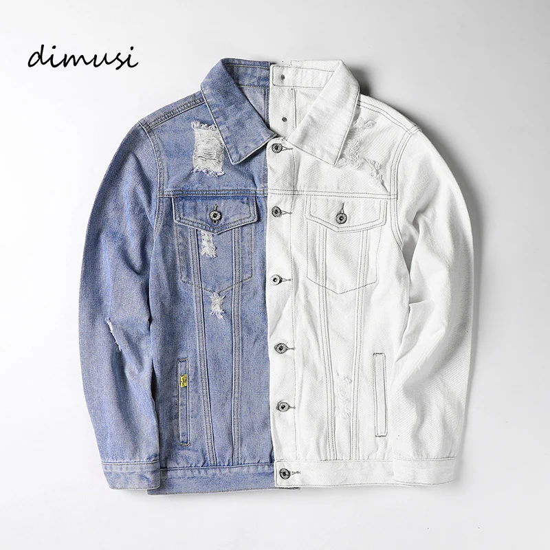 DIMUSI Осенняя мужская джинсовая куртка мода Тонкий бомбер рваные Мужская Ретро