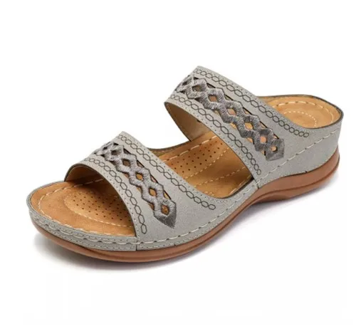 NEW grey 1 Puimentiua Летние женские сандалии 5 цветов шить сандалии женская повседневная обувь с открытым носком на платформе на танкетке шлепанцы пляжная обувь - Цвет: NEW grey 1