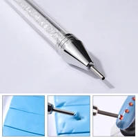 1pcs uv gel painting nail art dotting pen acrylic handle rhinestone crystal 2 way brush salon decoration manicure tools kit