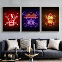 high definition ace skull logo canvas painting posters prints picture anime virtual neon wall art living room home decor nordic