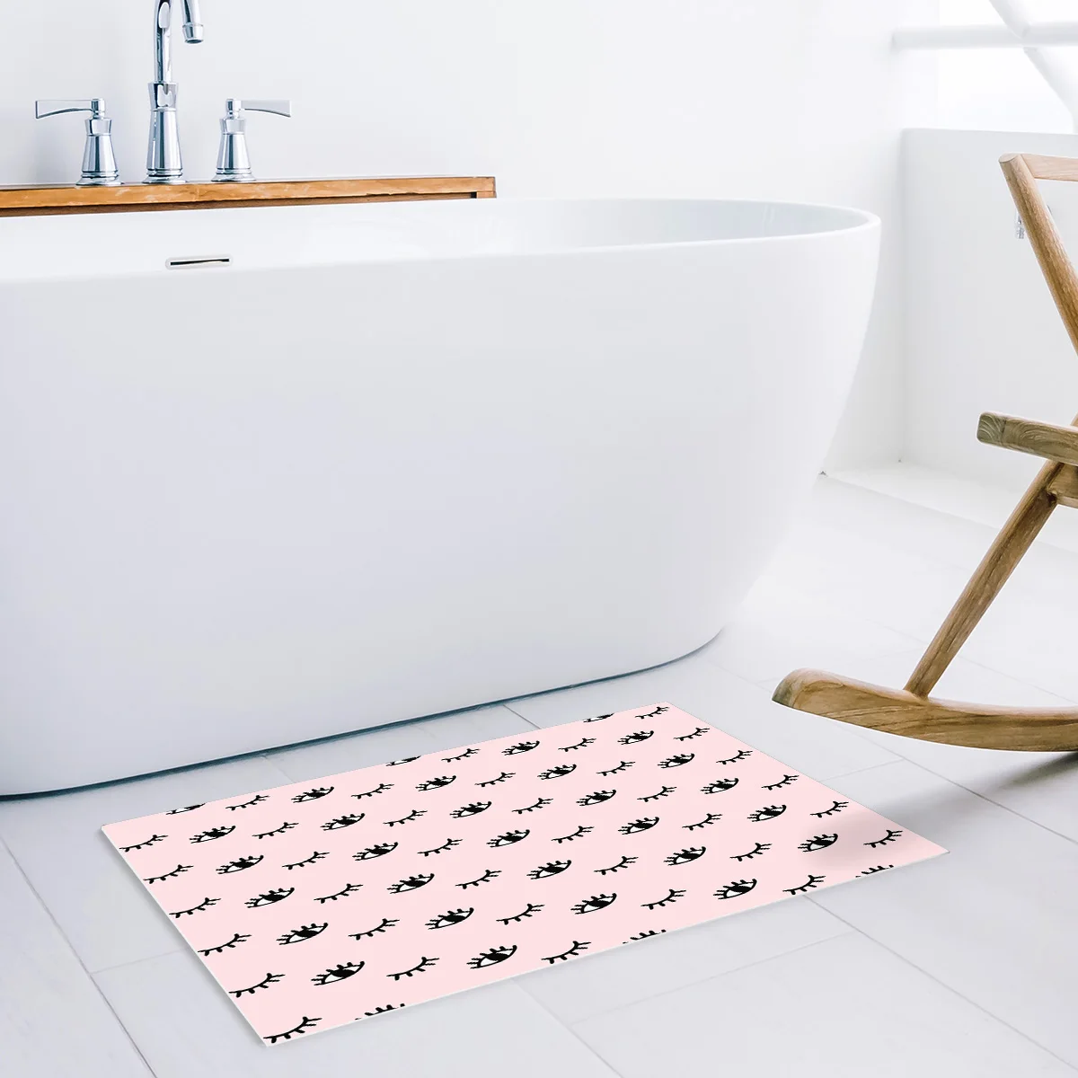 Глаза Мультяшные ресницы искусство розовый коврик для ванной нескользящий