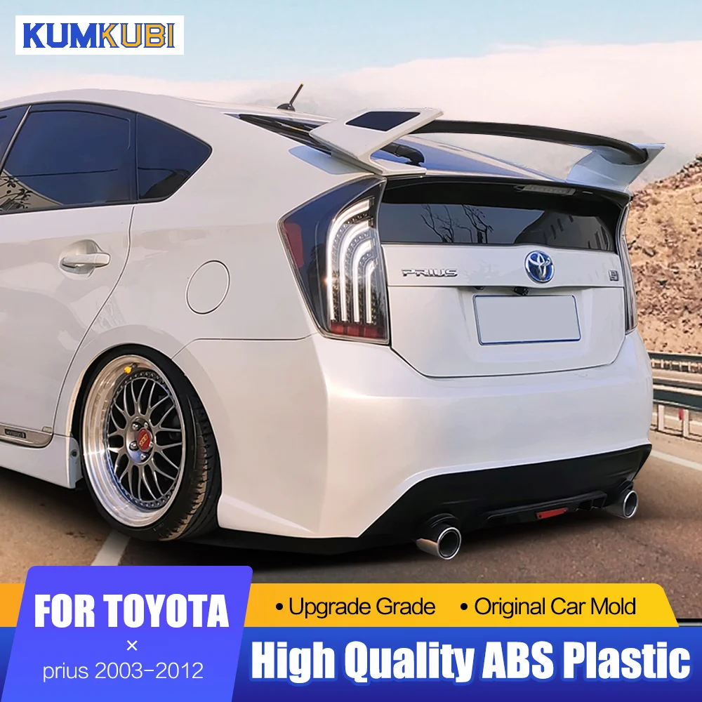 

KUMIKUBI Fit For Toyota Prius Carbon Fiber Spoiler 2003-2012 ROWEN Style ABS Plastic Rear Roof Spoiler Wing Trunk Lip Boot Cover