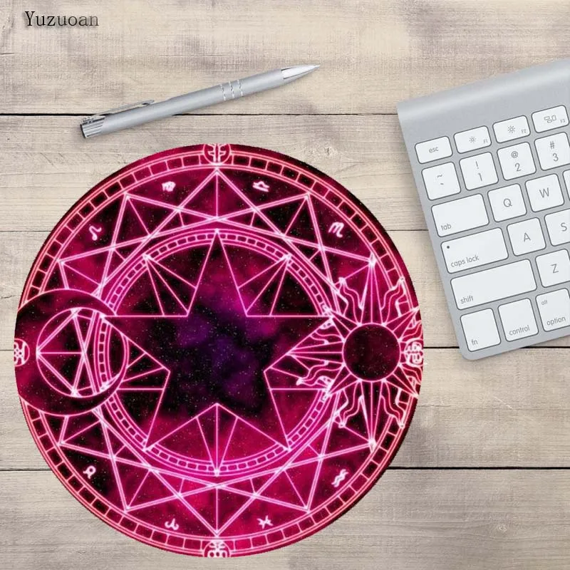 Yuzuoan красочные пентаграммы резиновый коврик для мыши игры 20x20 см 22x22 круглый PC