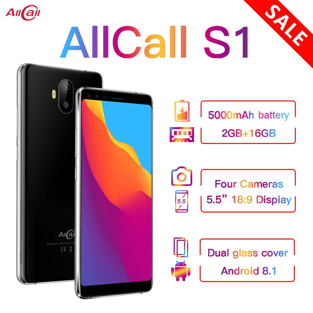 AllCall S1 мобильных телефонов 5 &quot18:9 5000 мА/ч Батарея Android 8 1 MTK6580A 4 ядра 2 Гб