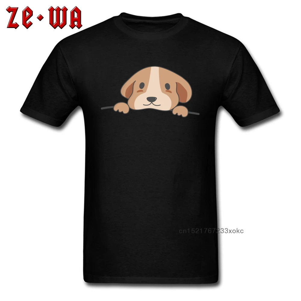 Милые топы с карманом для собаки футболки мужчин графическая футболка Kawaii