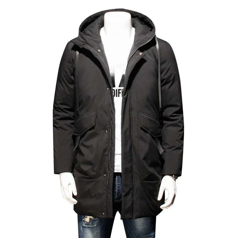 

Autumn and winter new men's fattening plus size medium length hooded down jacket men's fat fashion leisure down jacket men's