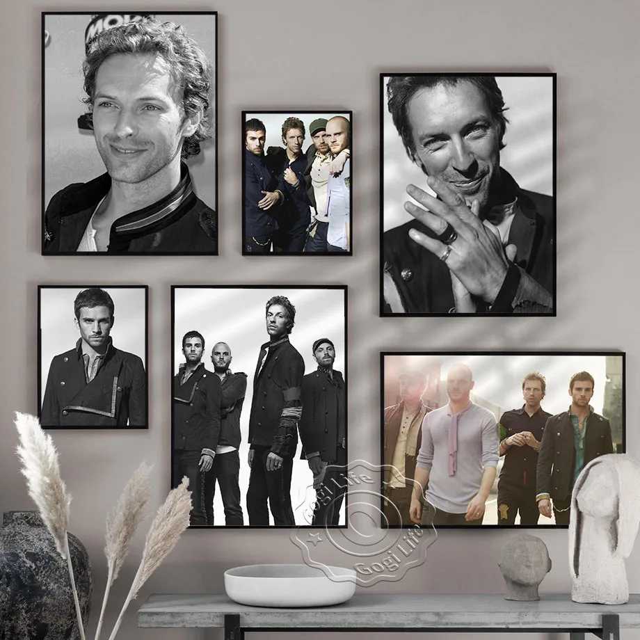 Альтернативный черный и белый художественный постер рок-группы Coldplay группы