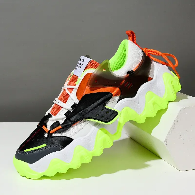 

Spring Autumn Men's Thick Soled Casual Shoes Large Size Color Blocking Wear-Resistant Outdoor Sport Shoe Cushioning Running Shoe