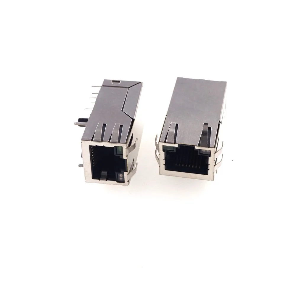 RJ45 Module Jack Tab UP 1 Port Shielded EMI Finger Magnetics Green Yellow LED Right Angle Through Hole 100 Base POE | Обустройство