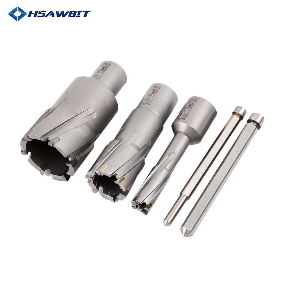 Кольцевой резак с хвостовиком Weldon, резак из быстрорежущей стали для бритья, рабочая глубина 50 мм/35 мм, 12-60 мм