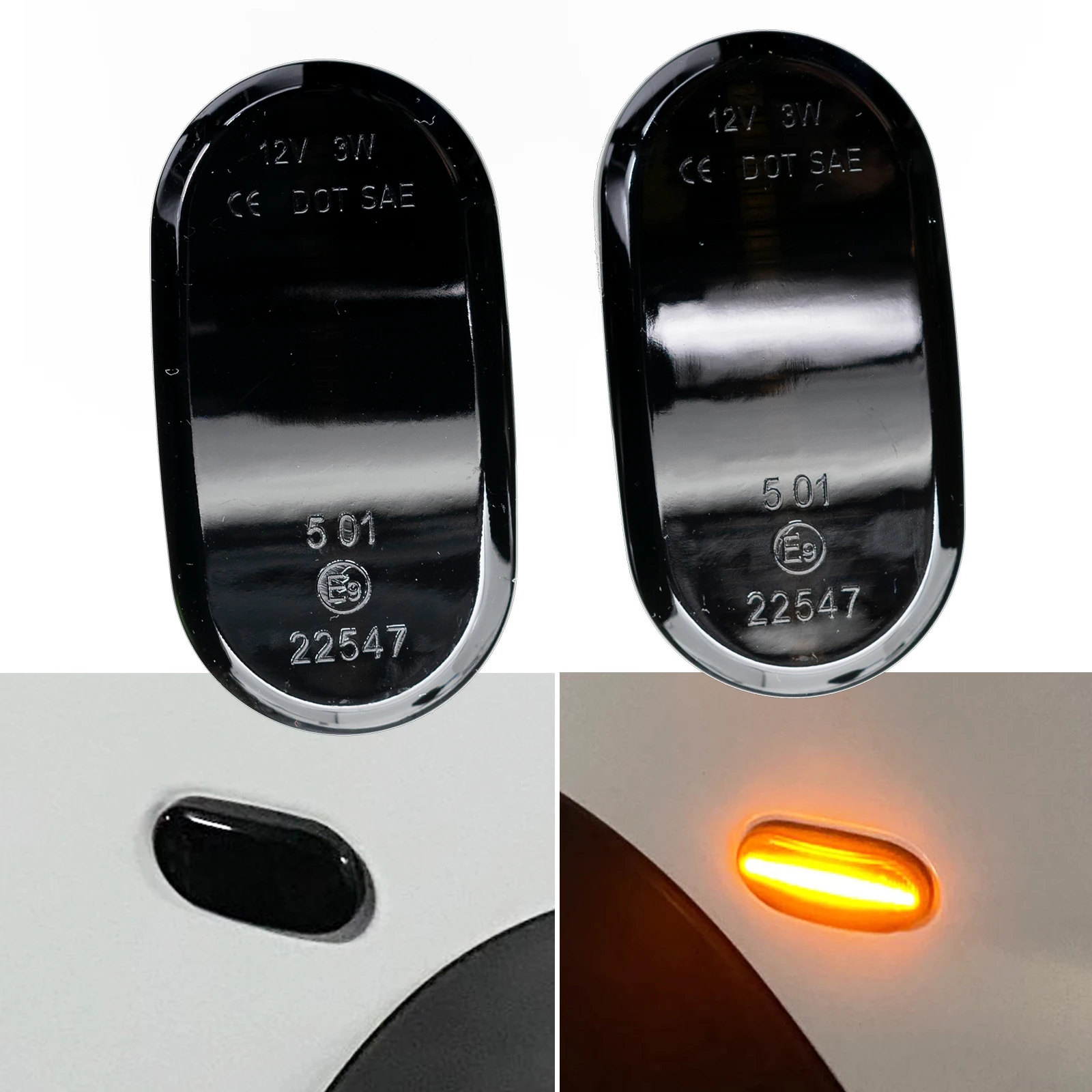 

For Suzuki Jimny 2020 Carry For Mazda Scrum For Cruze Flowing Black Side Repeater Light Side Marker Light Bulb Fender LED 2x