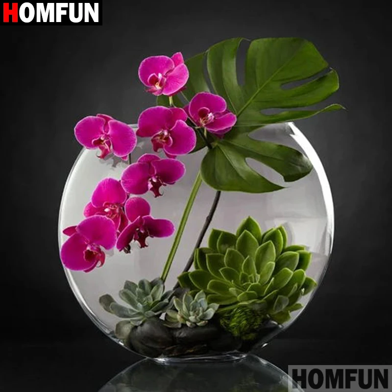 

HOMFUN Full Drill Diamond Painting "Plant flower" DIY Picture Of Rhinestone 5D Diamond Embroidery Cross Stitch Decor A30199