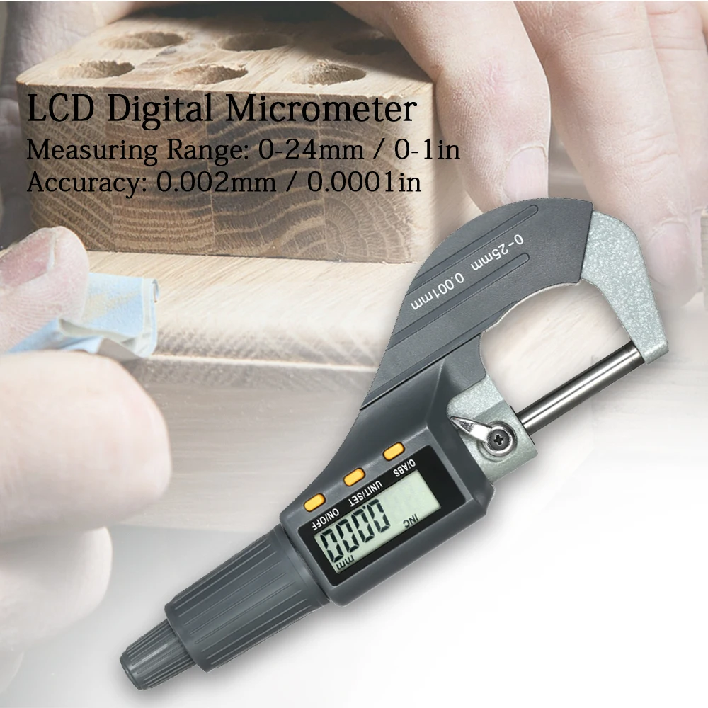 

Digital Micrometer 0-25mm Electronic Digital Outside Micrometer 0.001mm High Precision Depth Micrometer Micro Caliper