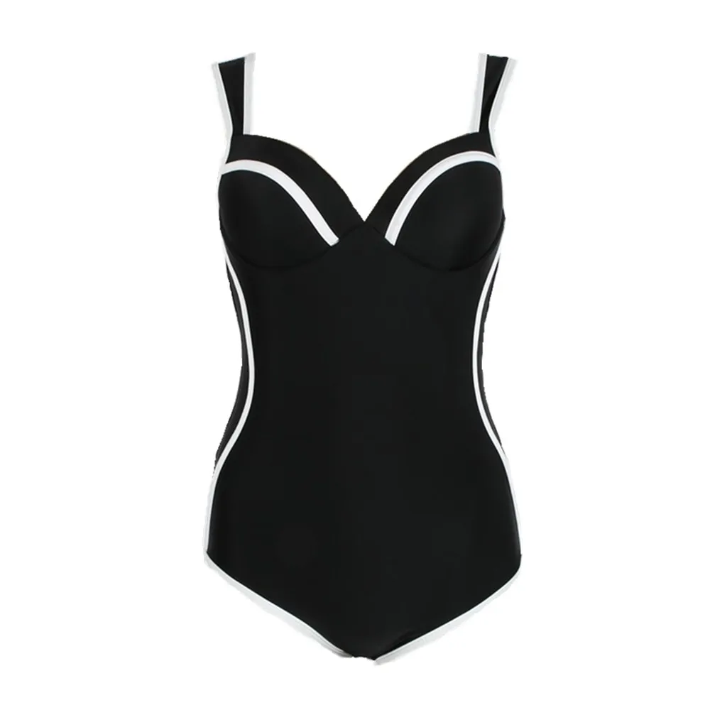 Купальник пуш-ап женский однотонный пикантный слитный купальник в стиле пэчворк