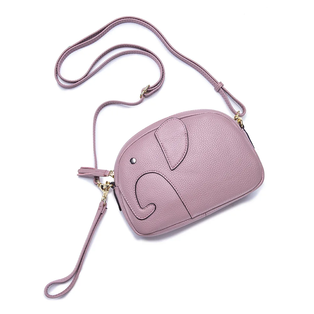 Women Full Grain Top Layer Cow Skin Muti-Function Large Capacity Soft Original Leather Elephant Crossbody Bags Lady Handbag