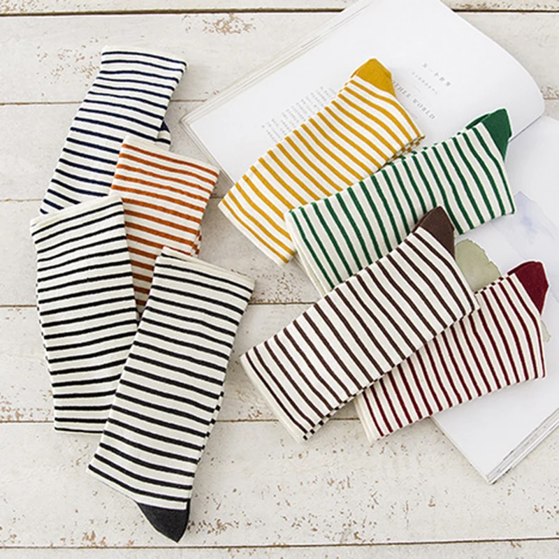 1 пара осенних милых полосатых носков женские модные хлопковые носки ярких