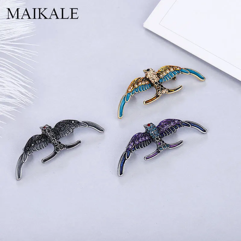 Женская эмалированная брошь MAIKALE очаровательная в форме орла птицы значок для