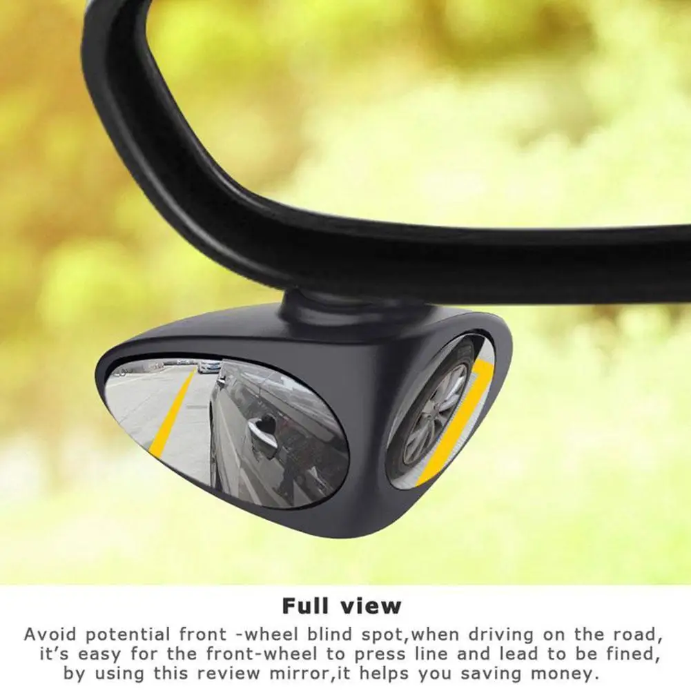

2 in 1 Car Blind Spot Wide Angle Mirror 360 Rotation Mirror Adjustable Auto Front Car Rear Wheel View Convex mirror 7.5x6x5 S3Q8