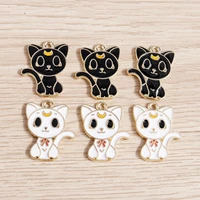 10pcs 1423mm cartoon enamel cat charms for jewelry making alloy animal charms pendants for diy necklaces earrings accessories