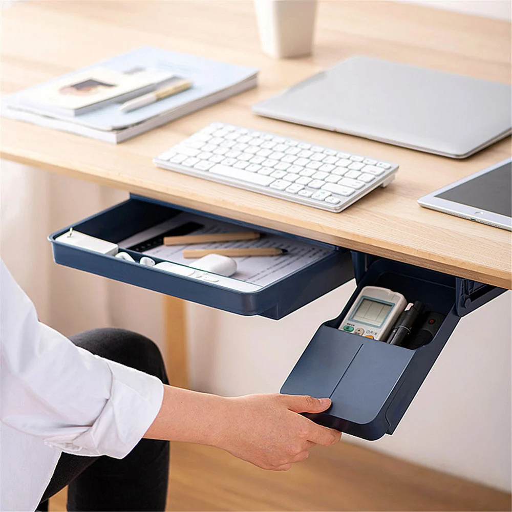 

Ящик под столом, коробка для хранения, коробка для хранения с отверстиями для удаления мусора, липкий держатель для ручек, Набор принадлежно...