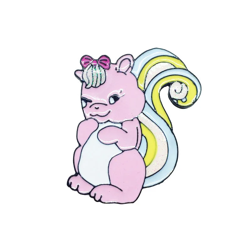 Женская Брошь в виде белки с розовым бантом из мультфильма милый значок