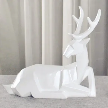 

[MGT] Modern Abstract Black White deer figures model Sculpture Geometric Resin Leopard Statue Decor Craft Ornament Accessories