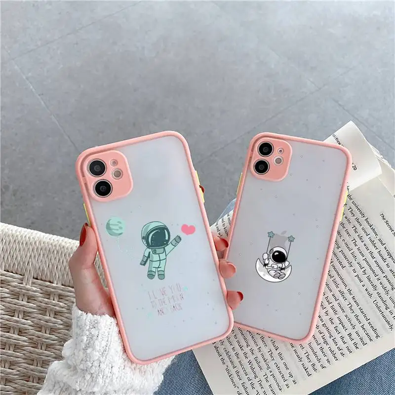 

astronaut space earth cartoon moon Phone Case Matte Transparent for iPhone 7 8 11 12 s mini pro X XS XR MAX Plus cover funda
