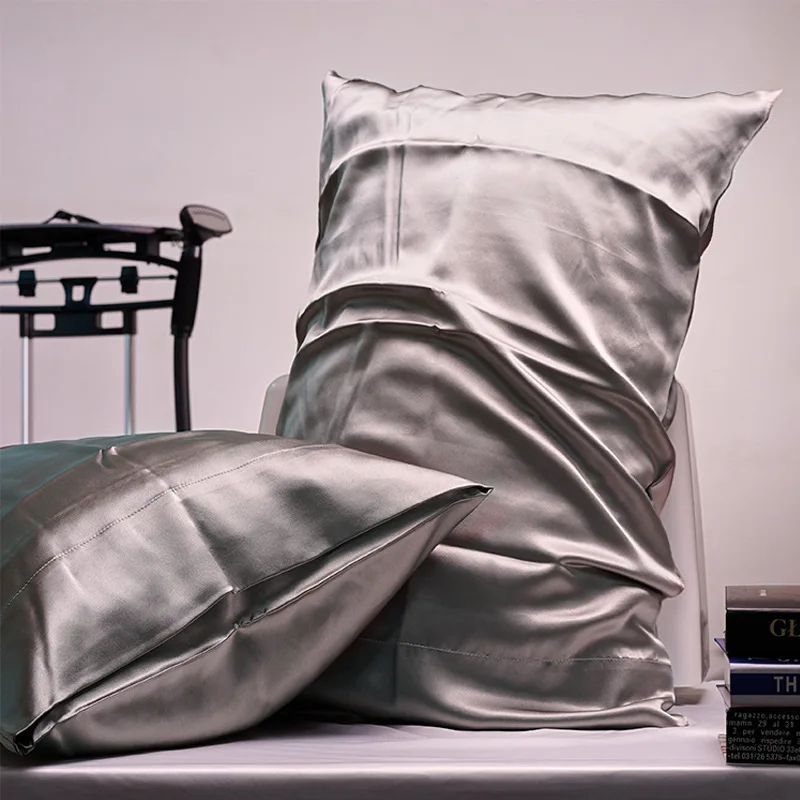 

Top Fashion 100% Mulberry Silk Pillow Case Solid Color Natural Pillowcase For Home Bedroom Silky Healthy Sleeping Beauty Cover